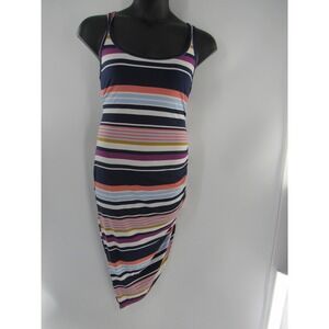 Plus Size Women's Striped Asymmetrical Midi Dress Navy Coral Blue Purple 2X NEW